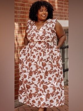 Lane Bryant Textured Flutter-Sleeve Tie-Waist Maxi Dress Size 18 NWT